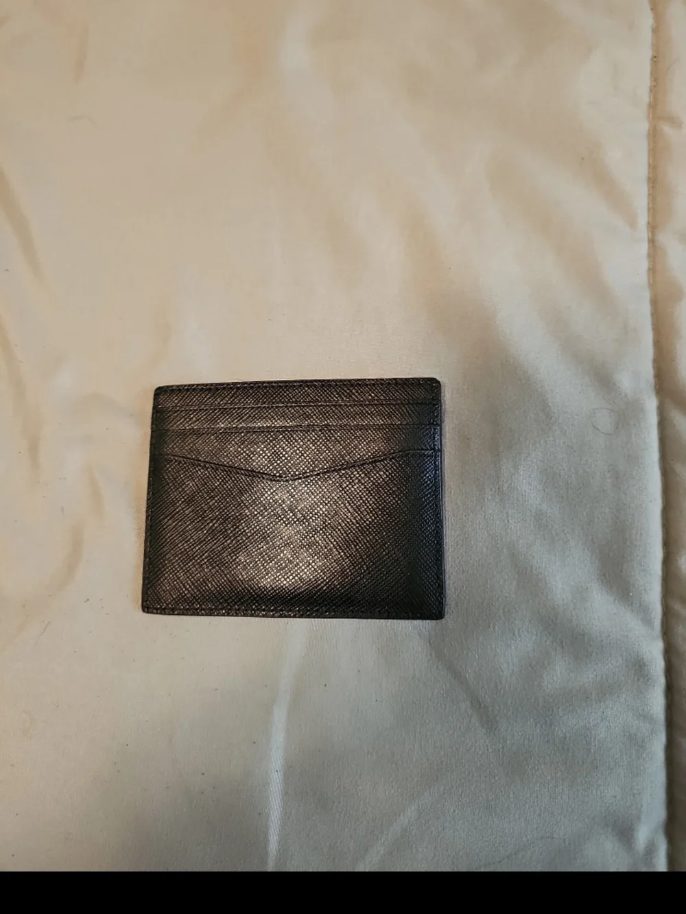 kate spade Black Saffiano Leather Card Case with Gold Logo